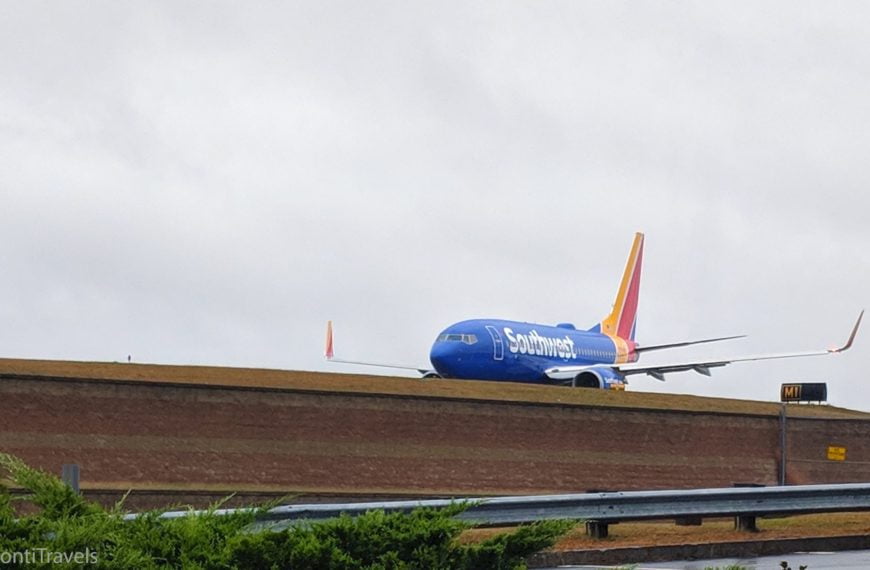 Southwest Airlines plane taxies at Manchester Boston Regional Airport